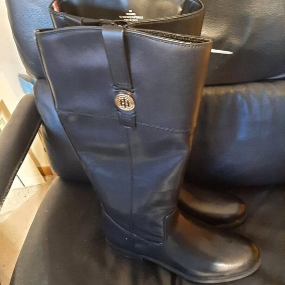 NEW ! Tommy Hilfiger Women's Shano Wide Calf Classic Riding Boot Black Size 9 - Picture 1 of 6